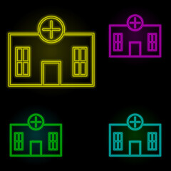 Poster - hospital neon color set icon. Simple thin line, outline vector of building landmarks icons for ui and ux, website or mobile application