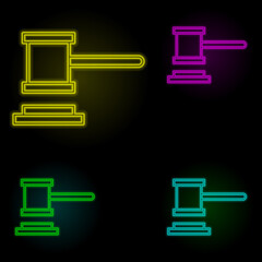 Aufkleber - home search neon color set icon. Simple thin line, outline vector of building landmarks icons for ui and ux, website or mobile application