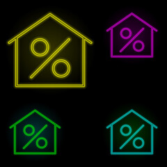 Poster - house neon color set icon. Simple thin line, outline vector of building landmarks icons for ui and ux, website or mobile application