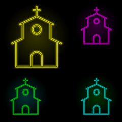 Aufkleber - factory neon color set icon. Simple thin line, outline vector of building landmarks icons for ui and ux, website or mobile application