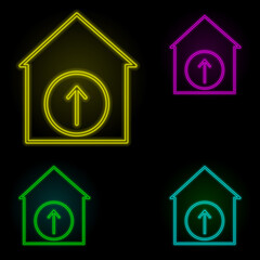 Aufkleber - house chart neon color set icon. Simple thin line, outline vector of building landmarks icons for ui and ux, website or mobile application