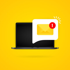 Poster - New incoming messages with notification laptop illustration. Envelope with incoming message. Vector on isolated background. EPS 10