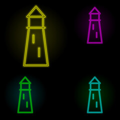 Poster - house demolition neon color set icon. Simple thin line, outline vector of building landmarks icons for ui and ux, website or mobile application