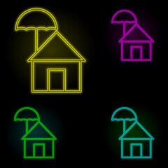 Poster - house support neon color set icon. Simple thin line, outline vector of building landmarks icons for ui and ux, website or mobile application