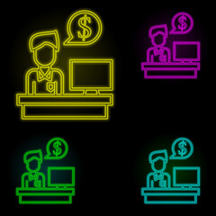 Aufkleber - Corporate and business, banking, employees neon color set icon. Simple thin line, outline vector of corporate and business icons for ui and ux, website or mobile application