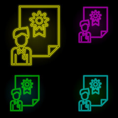 Aufkleber - Corporate and business, achievement, certificate neon color set icon. Simple thin line, outline vector of corporate and business icons for ui and ux, website or mobile application