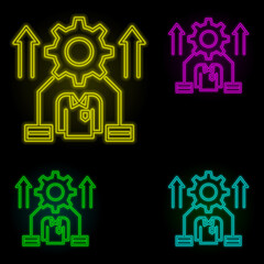 Aufkleber - Corporate and business, career, human, management, process neon color set icon. Simple thin line, outline vector of corporate and business icons for ui and ux, website or mobile application