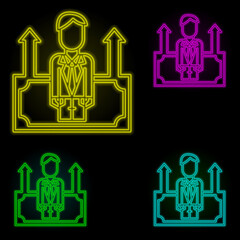 Aufkleber - Corporate and business, employee, growth, investment, job neon color set icon. Simple thin line, outline vector of corporate and business icons for ui and ux, website or mobile application