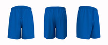 Blank Shorts Mockup In Front, Back And Side Views. Sweatpants. 3d Rendering, 3d Illustration.