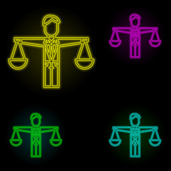 Poster - Corporate and business, balance neon color set icon. Simple thin line, outline vector of corporate and business icons for ui and ux, website or mobile application
