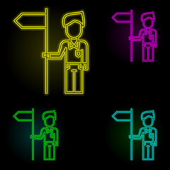 Aufkleber - Corporate and business, flag neon color set icon. Simple thin line, outline vector of corporate and business icons for ui and ux, website or mobile application
