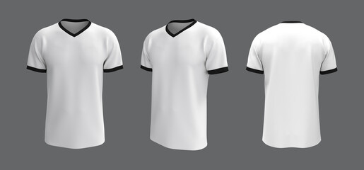 Canvas Print - men's short sleeve t-shirt mockup in front, side and back views, design presentation for print, 3d illustration, 3d rendering