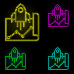 Aufkleber - Corporate and business, startup neon color set icon. Simple thin line, outline vector of corporate and business icons for ui and ux, website or mobile application
