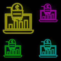 Aufkleber - corporate and business, online shopping neon color set icon. simple thin line, outline vector of cor