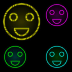 Poster - Happy sign neon color set icon. Simple thin line, outline vector of image icons for ui and ux, website or mobile application