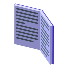 Poster - Open book icon. Isometric of open book vector icon for web design isolated on white background