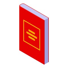 Poster - Red literature book icon. Isometric of red literature book vector icon for web design isolated on white background