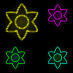 Poster - Flower sign neon color set icon. Simple thin line, outline vector of image icons for ui and ux, website or mobile application