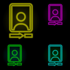 Aufkleber - Camera front sign neon color set icon. Simple thin line, outline vector of image icons for ui and ux, website or mobile application