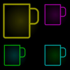 Poster - Cup neon color set icon. Simple thin line, outline vector of kitchen icons for ui and ux, website or mobile application