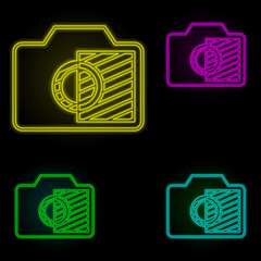 Aufkleber - Camera sign neon color set icon. Simple thin line, outline vector of image icons for ui and ux, website or mobile application
