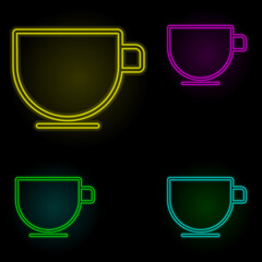 Poster - a cup neon color set icon. Simple thin line, outline vector of kitchen icons for ui and ux, website or mobile application