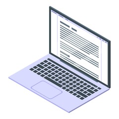 Poster - Laptop reading icon. Isometric of laptop reading vector icon for web design isolated on white background