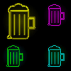 Aufkleber - beer mug neon color set icon. Simple thin line, outline vector of kitchen icons for ui and ux, website or mobile application