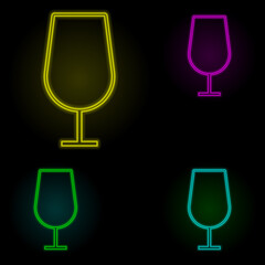 Poster - a wineglass neon color set icon. Simple thin line, outline vector of kitchen icons for ui and ux, website or mobile application