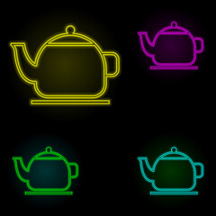 Poster - teapot for welding neon color set icon. Simple thin line, outline vector of kitchen icons for ui and ux, website or mobile application