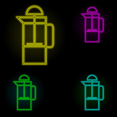 Poster - press the kettle neon color set icon. Simple thin line, outline vector of kitchen icons for ui and ux, website or mobile application
