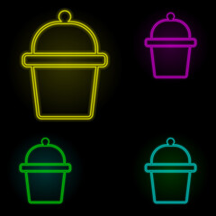 Poster - cup cake neon color set icon. Simple thin line, outline vector of kitchen icons for ui and ux, website or mobile application