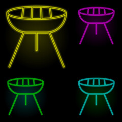 Aufkleber - BBQ neon color set icon. Simple thin line, outline vector of kitchen icons for ui and ux, website or mobile application