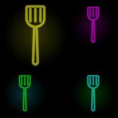 Poster - kitchen spatula neon color set icon. Simple thin line, outline vector of kitchen icons for ui and ux, website or mobile application