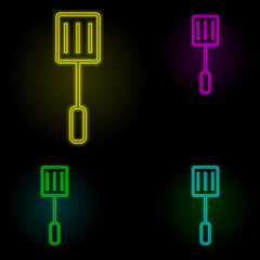Poster - kitchen spatula neon color set icon. Simple thin line, outline vector of kitchen icons for ui and ux, website or mobile application