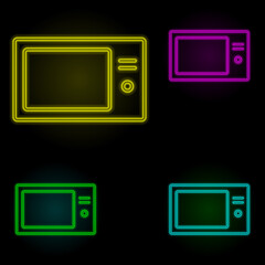 Poster - microwave neon color set icon. Simple thin line, outline vector of kitchen icons for ui and ux, website or mobile application