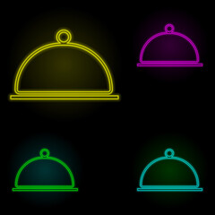 Poster - tray neon color set icon. Simple thin line, outline vector of kitchen icons for ui and ux, website or mobile application