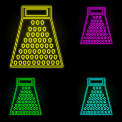 Poster - kitchen grater neon color set icon. Simple thin line, outline vector of kitchen icons for ui and ux, website or mobile application