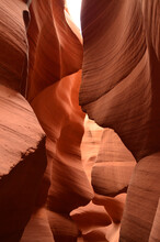 Curvy Sandstone Walls Of The Antelope Slot Canyon In Arizona, USA