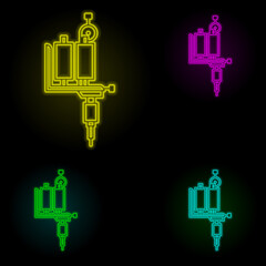 Poster - Tattoo machine neon color set icon. Simple thin line, outline vector of anti age icons for ui and ux, website or mobile application