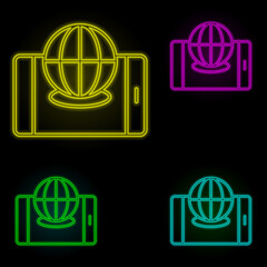 Aufkleber - Augmented reality, planet, global neon color set icon. Simple thin line, outline vector of augmented reality icons for ui and ux, website or mobile application