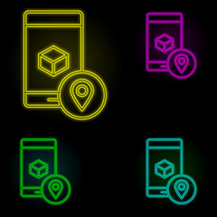 Aufkleber - Augmented reality, location, mobile neon color set icon. Simple thin line, outline vector of augmented reality icons for ui and ux, website or mobile application