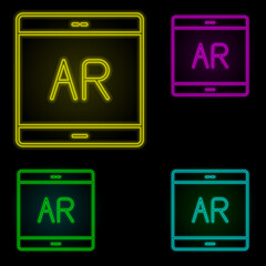 Aufkleber - Tablet, augmented reality neon color set icon. Simple thin line, outline vector of augmented reality icons for ui and ux, website or mobile application