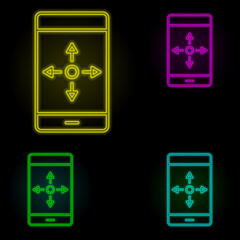 Aufkleber - Mobile, augmented reality, control neon color set icon. Simple thin line, outline vector of augmented reality icons for ui and ux, website or mobile application