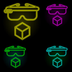 Aufkleber - Augmented reality, smart glasses neon color set icon. Simple thin line, outline vector of augmented reality icons for ui and ux, website or mobile application