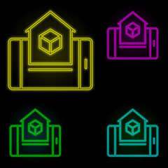 Aufkleber - Augmented reality, home, mobile neon color set icon. Simple thin line, outline vector of augmented reality icons for ui and ux, website or mobile application
