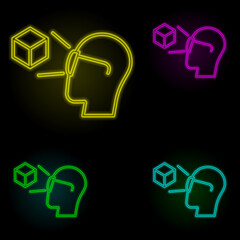 Wall Mural - Augmented reality, smart glasses, object neon color set icon. Simple thin line, outline vector of augmented reality icons for ui and ux, website or mobile application