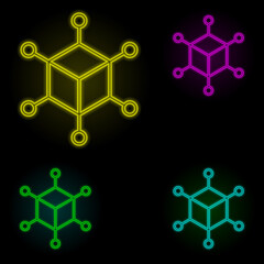 Aufkleber - 3d cube, control, points neon color set icon. Simple thin line, outline vector of augmented reality icons for ui and ux, website or mobile application
