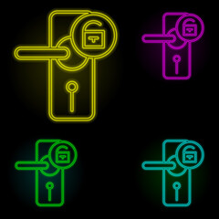 Poster - open door sign neon color set icon. Simple thin line, outline vector of automation icons for ui and ux, website or mobile application