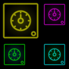 Poster - mechanical time neon color set icon. Simple thin line, outline vector of automation icons for ui and ux, website or mobile application